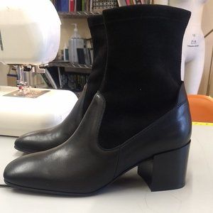 Water Resistant 9.5 Suede + Leather Zip Ankle Block Heel Boots